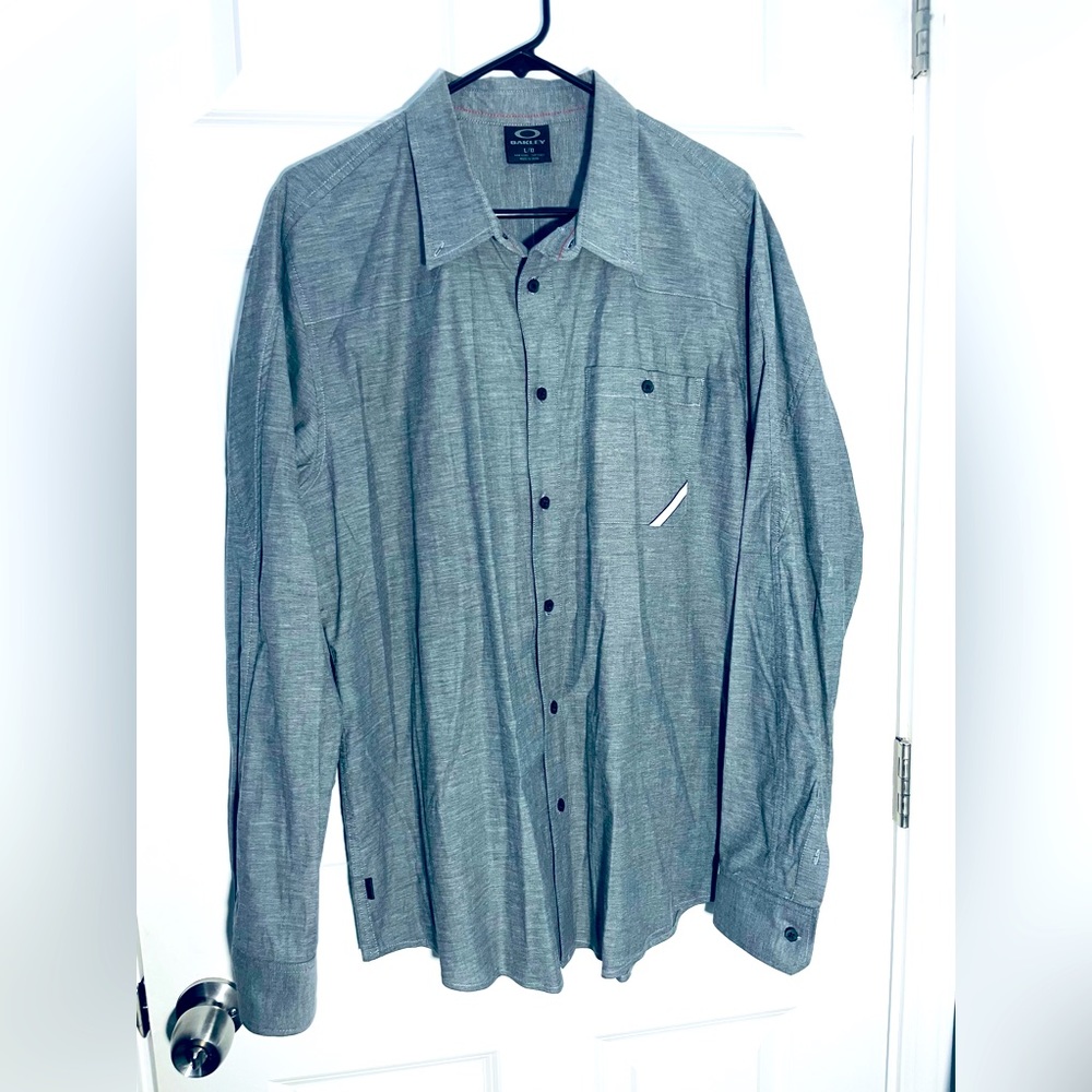 Oakley Long Sleeve Gray Button Down Shirt Men’s Sz Large #7